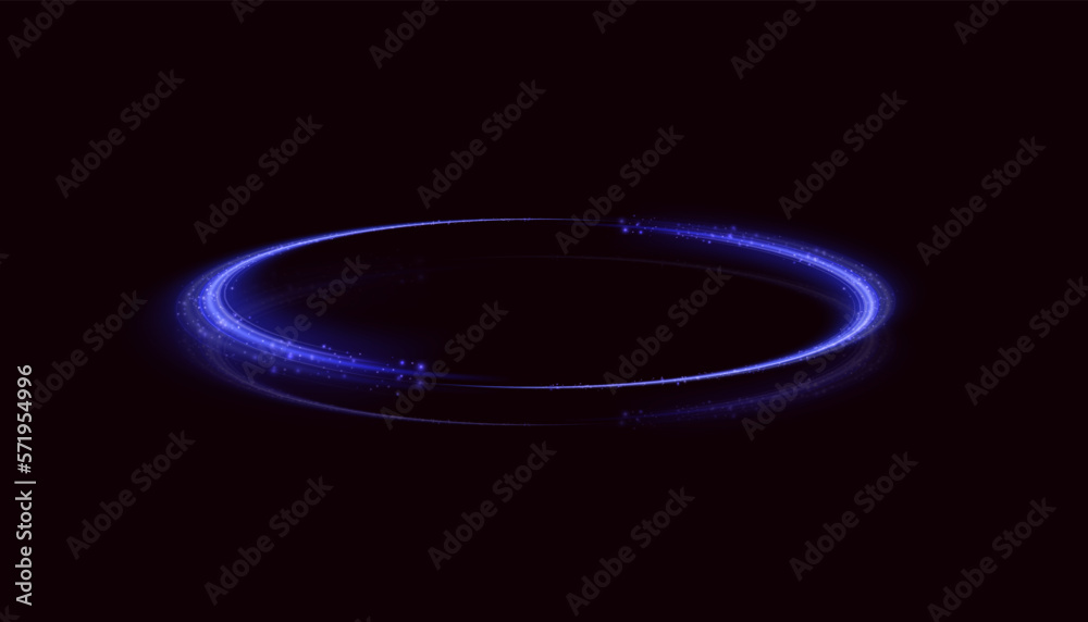 Poster abstract neon rings. a bright trail of luminous rays swirling in a fast spiral motion. light golden 