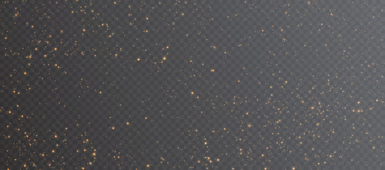 Magic shining golden dust. Small particles of powder dust bokeh effect. Light dust for web design. Vector