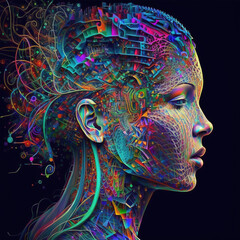 Visualization of artificial intelligence in the form of a head