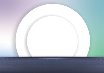 Digital technology presentation white circle ring background