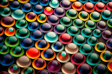 A mesmerizing and geometrical pattern made up of multicolored glass beads - perfect for creating an appealing, harmonious visual. Generative AI