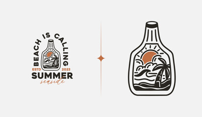 Beach Resort Palm Tree monoline. Universal creative premium symbol. Vector sign icon logo template. Vector illustration