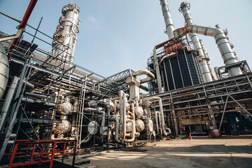 Scene afternoon of tank oil refinery plant tower and column tank oil