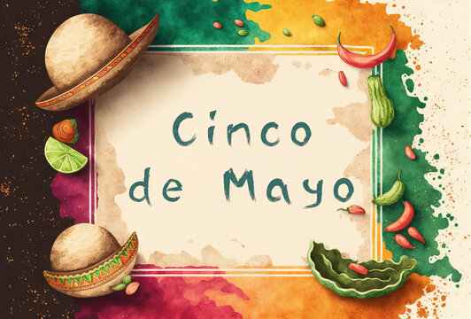 Cinco de Mayo Poster with Text. A yearly celebration  anniversary of Mexico's victory over the Second French Empire generative ai