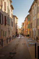 Fototapeta na wymiar View of a street in the small town of La Roquebrussane in the Var department, in the Provence region of France 