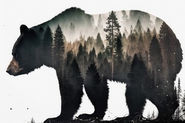 Double Exposure Black Bear And