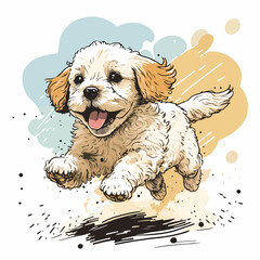 Cute baby dog playing illustration Cartoon, cute dog puppy vector