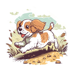 Cute baby dog playing illustration Cartoon, cute dog puppy vector