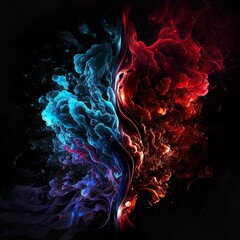 Blue and red fire mix .Abstract artwork