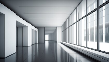 Fototapeta premium Interior of modern empty office building. generative ai