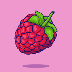Безымянный-13cartoon raspberry with greenery, multicolored icon in doodle style. Vector illustration with raspberry berry - obrazy, fototapety, plakaty