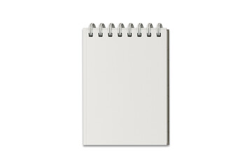 Notepad with chromed spring and copy space template.3d rendering.realistic spiral notepad notebook isolated on white background. binded notebook mockup.