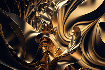 A shimmering, luxurious golden-toned texture of crumpled gold leaves provides a stunning backdrop. Perfect for elegant design projects. Generative AI