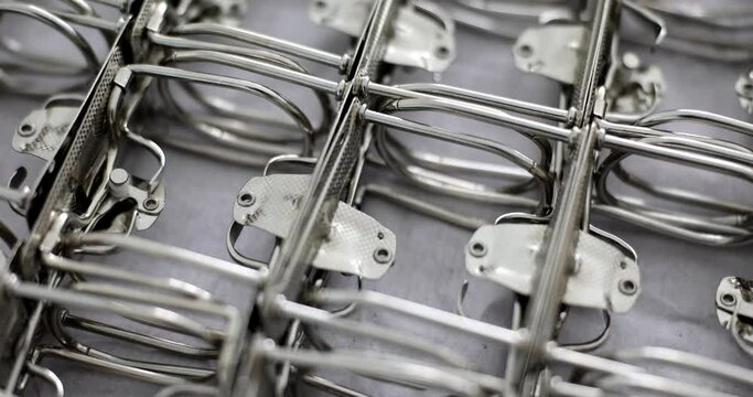 Set of metal parts for attaching folders closeup