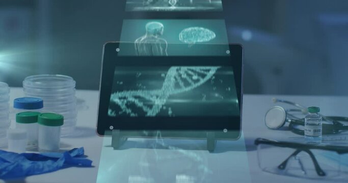 Animation of computing data processing over laptop in laboratory