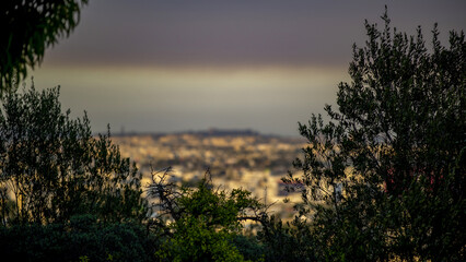 Vue sur la ville de Tunis au coucher du soleil