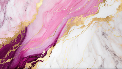 Pink and golden marbled painting. Generative AI