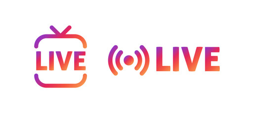 Live streaming in social media icon. Online stream symbol on digital platforms.