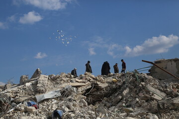 Turkey and Syria earthquake. Ruined houses after a strong earthquake.