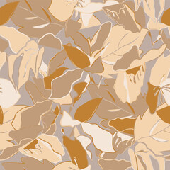Neutral colored floral seamless pattern