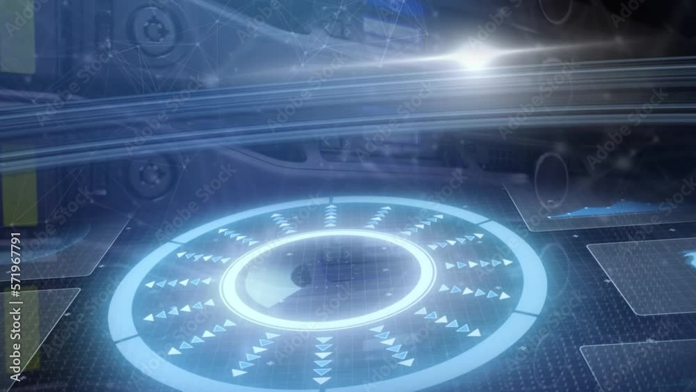 Poster animation of data processing and scope scanning over digital grid