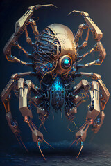 Art Illustration, Cyber Security Style, Cyber Spider, AI Generation