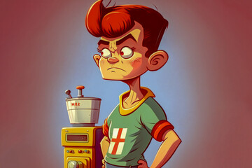 Art Illustration. Cartoon Style. Man