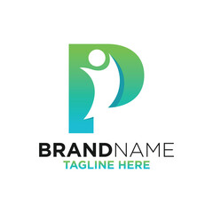 Letter P People Logo Design Template Inspiration, Vector Illustration.