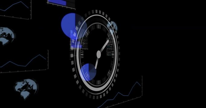 Animation of data processing over clock
