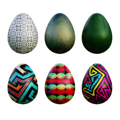 Realistic 3d easter eggs in seamless geometric vector patterns