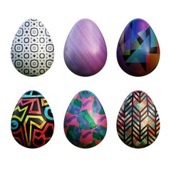 Realistic 3d easter eggs in seamless geometric vector patterns