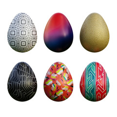 Realistic 3d easter eggs in seamless colored gradient patterns