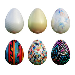 Realistic 3d easter eggs in seamless colored gradient patterns