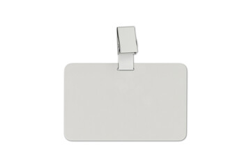 Blank white plastic badge mockup isolated on white background. 3d rendering.