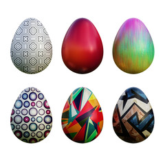 Realistic 3d easter eggs in abstract seamless vector fantasy lines patterns