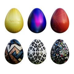Realistic 3d easter eggs in seamless colored gradient patterns