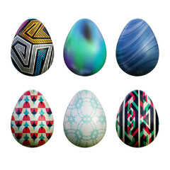 Realistic 3d easter eggs in seamless colored gradient patterns