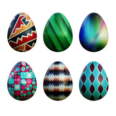 Realistic 3d easter eggs in seamless geometric vector patterns