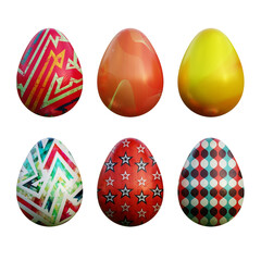 Realistic 3d easter eggs in abstract seamless vector fantasy lines patterns