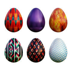 Realistic 3d easter eggs in seamless colored gradient patterns