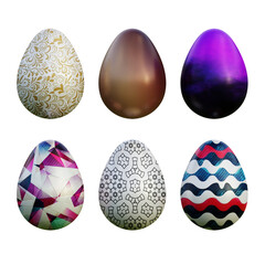 Realistic 3d easter eggs in seamless colored gradient patterns