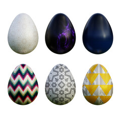 Realistic 3d easter eggs in seamless colored gradient patterns
