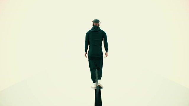 Black Man Walk Road DJ Loop 3D Video Animation