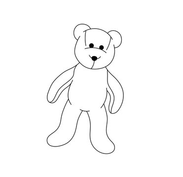 recommend clip art: Vector isolated one single teddy bear soft textile toy colorless black and white contour line easy drawing