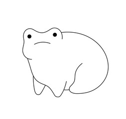 Vector isolated one dude doodle sad frog toad colorless black and white contour line easy drawing