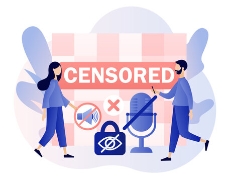 Censored info. Censorship concept. Censure pixelation effect and blur. Sensitive content. Modern flat cartoon style. Vector illustration on white background
