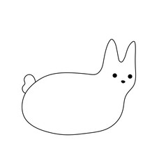 Vector isolated one simple minimal dude doodle rabbit bunny hare side view colorless black and white contour line easy drawing