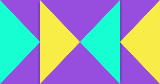 Animated Geometric pattern or background loop. 4K resolution geometric motion design in bright colors. Abstract shapes background with triangles and arrows