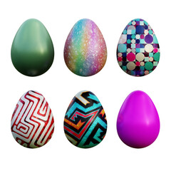 Realistic 3d easter eggs in seamless geometric vector patterns