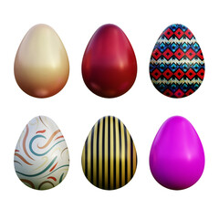 Realistic 3d easter eggs in seamless colored gradient patterns